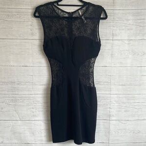 Avec Lace Mesh Cut out Black Dress | SIZE M